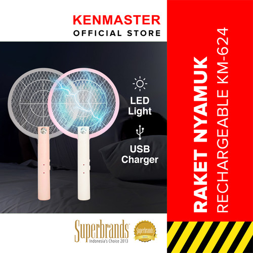 [EZM.2501149] Kenmaster Raket Nyamuk Rechargeable USB + Lampu LED KM-624 / Raket Nyamuk Cas Serangga / Raket Serangga / Mosquito Killer / Pembasmi Serangga