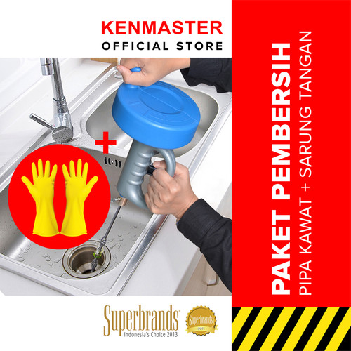 [EZM.2501159] PAKET HEMAT - Kawat Pembersih Pipa Mampet + Sarung Tangan Karet Kuning L / Pipe Cleanear + Gloves