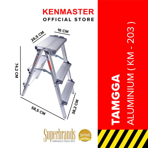 [EZM.2501190] Kenmaster Tangga Lipat Tangga Pendek Tangga Rumah Tangga 3 Step Alumunium KM203