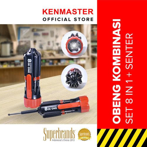 [EZM.2501202] Obeng Kombinasi Set Travel 8 In 1 - Senter + Screwdriver - OL032