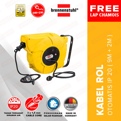 [EZM.2501218] Brennenstuhl Kabel Roll 9 Meter + 2 Meter Otomatis - KBRL045-1241020300 / Kabel Roll 1 Lubang / Colokan Listrik / Teriminal Listrik / Kabel Sambung / Colokan Sambung