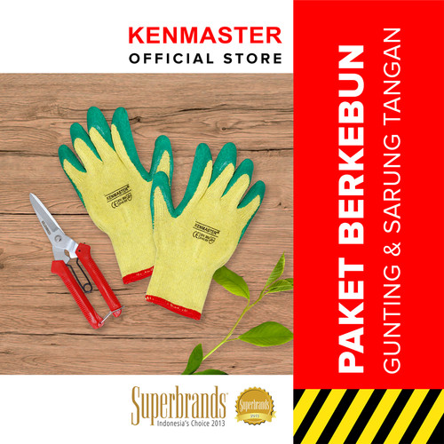 [EZM.2501222] Kenmaster Paket Hemat Berkebun Sarung Tangan Latex Gunting Dahan 905 - Sarung Tangan Berkebun Alat Berkebun Set