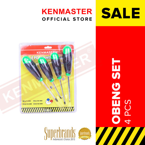 [EZM.2501243] Kenmaster Obeng set 4 Pcs - Hijau Hitam Clearance