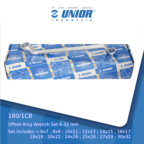 [EZM.2400105] UNIOR Set of Offset Ring Wrenches in Carton Box - 180/1CB