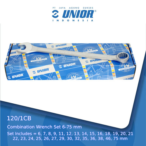 [EZM.2400107] UNIOR Set of Combination Wrenches, Long Type in Carton Box - 120/1CB