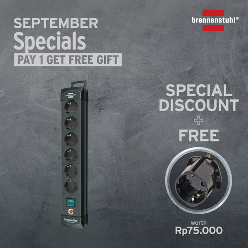 [EZM.2401163] Promo: Brennenstuhl Premium-Line 6-Soket Black - 1951160100/1508533