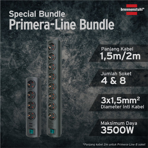 [EZM.2401186] Brennenstuhl Stop Kontak Primera Line Bundle 1153300128/1153300124