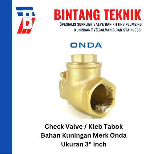 [EZR.2700020] Check Valve 3" inch Kuningan Onda