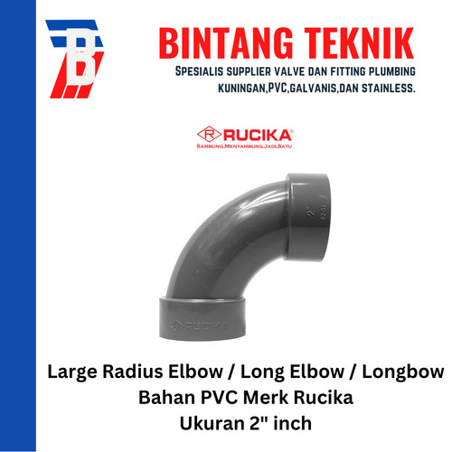 [EZR.2701502] Large Radius Elbow (Long Elbow) 2" inch PVC Rucika D (Tipis)