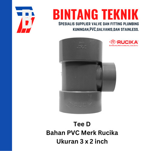 [EZR.2701541] Reducer Tee (Vlok Tee) 3" x 2" inch PVC Rucika D