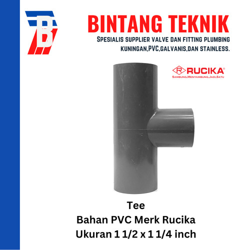 [EZR.2701656] Reducer Tee (Vlok Tee) 1 1/2" x 1 1/4" inch PVC Rucika AW
