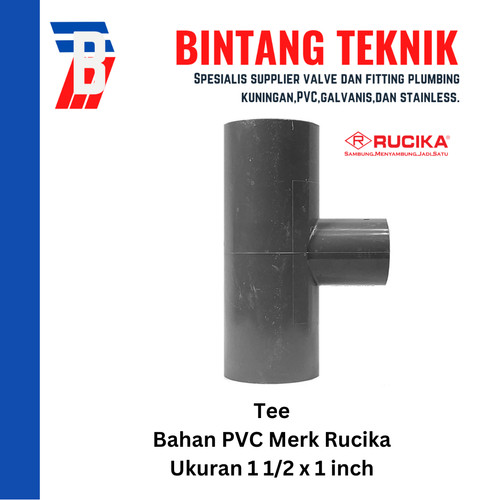 [EZR.2701659] Reducer Tee (Vlok Tee) 1 1/2" x 1" inch PVC Rucika AW