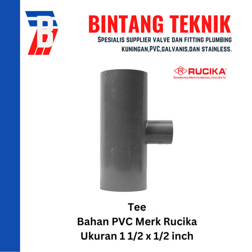 [EZR.2701662] Reducer Tee (Vlok Tee) 1 1/2" x 1/2" inch PVC Rucika AW