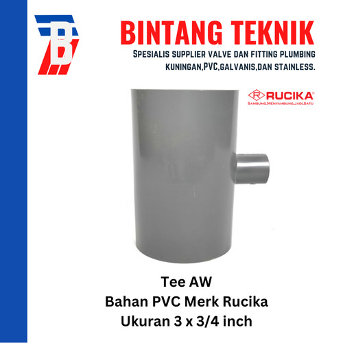 [EZR.2701682] Reducer Tee (Vlok Tee) 3" x 3/4" inch PVC Rucika AW