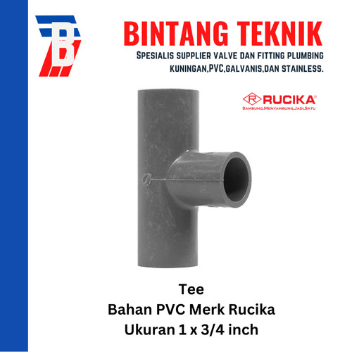 [EZR.2701693] Reducer Tee (Vlok Tee) 1" x 3/4" inch PVC Rucika AW