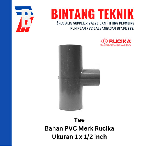 [EZR.2701694] Reducer Tee (Vlok Tee) 1" x 1/2" inch PVC Rucika AW