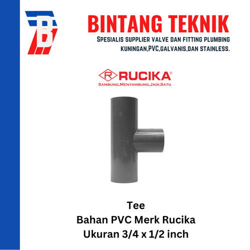 [EZR.2701696] Reducer Tee (Vlok Tee) 3/4" x 1/2" inch PVC Rucika AW
