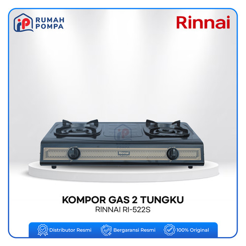[EZM.1160019] Kompor Gas Rinnai 2 Tungku Tipe RI-522S - Hemat Energi