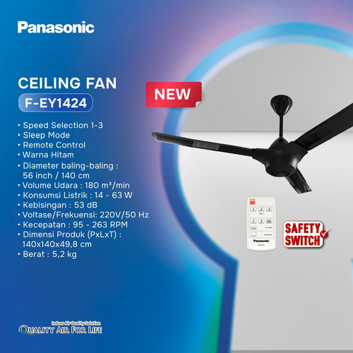 [EZM.1160061] Kipas Angin Plafon 56 Inch Remote Panasonic F EY1424