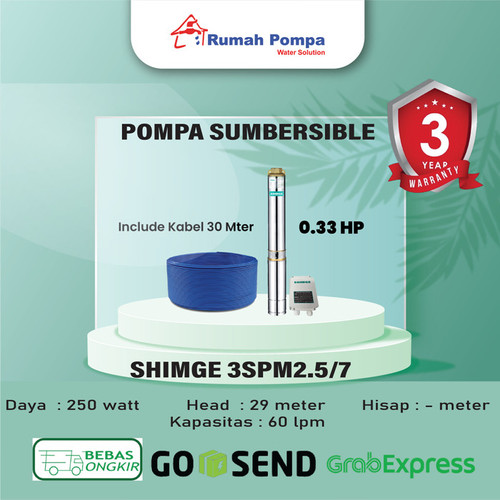 [EZM.1160069] Pompa Submersible SHIMGE 3SPM1.8/8 dengan Kabel 30 M