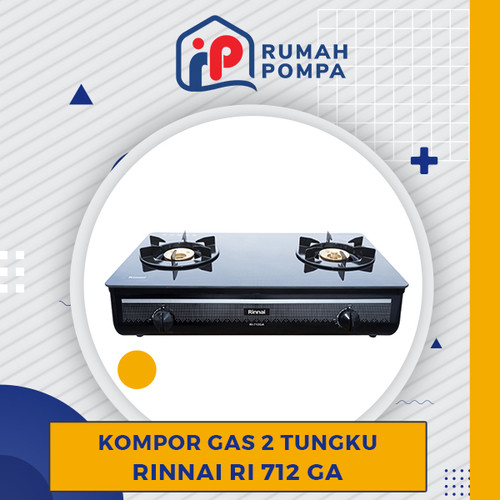 [EZM.1160092] RINNAI RI 712 GA(B) KOMPOR GAS 2 TUNGKU - KOMPOR GAS KACA