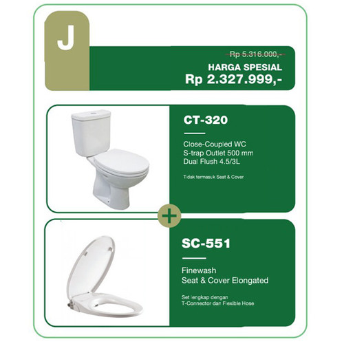 [EZM.1160127] Promo Paket Wasser Closet CT-320 dan Finewash SC-551