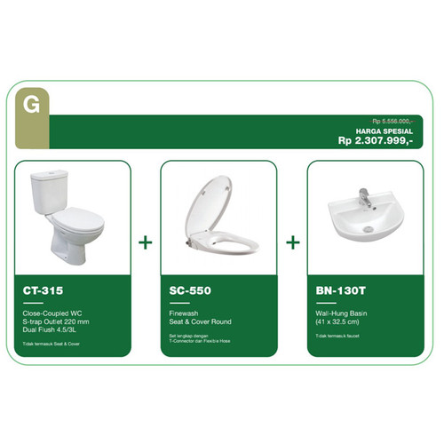 [EZM.1160132] Paket Promo Closet Duduk  Wasser  CT 315 + Wasser SC 550 + BN-130 T