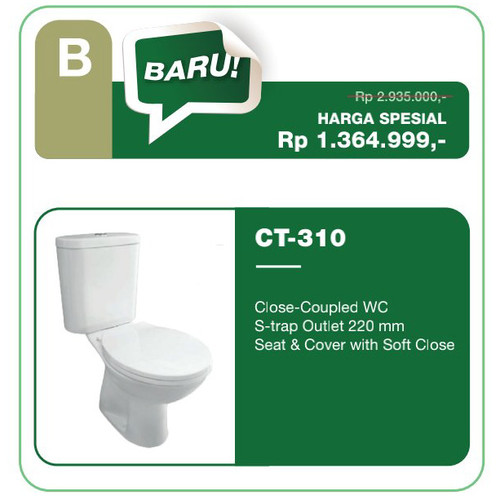[EZM.1160140] Promo Closet Duduk Wasser CT- 310 Soft Close