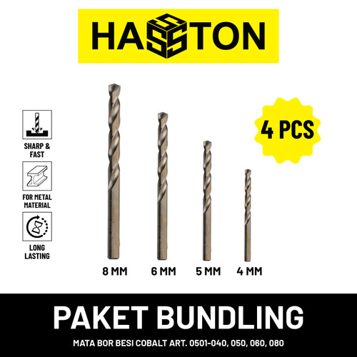 [EZM.1190006] BUNDLING Mata Bor Besi Cobalt 4,5,6,8mm / Drill Bit Cobalt Hasston (0501)