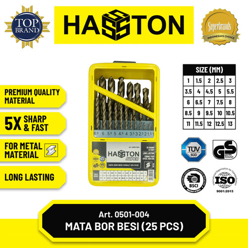 [EZM.1190010] Hasston Mata Bor Besi Cobalt 25pcs 1-13mm / Drill Bit Cobalt (0501-004)