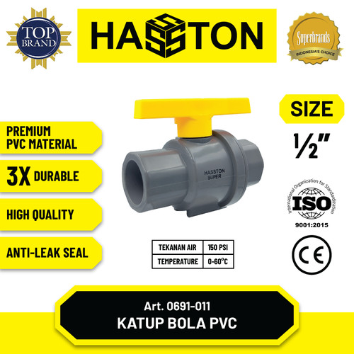 [EZM.1190133] Hasston Ball Valve Body PVC / Katup Bola / PVC Ball Valve (0691)