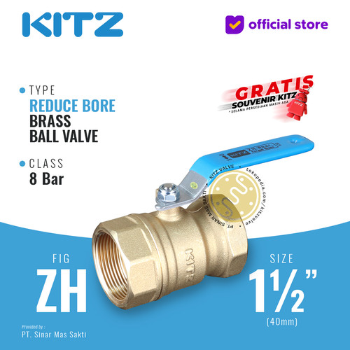 [EZR.2200029] KITZ Ball Valve 8 bar , Gagang Biru , Fig. ZH , 1 1/2" - 40A - 40mm , Drat Screw