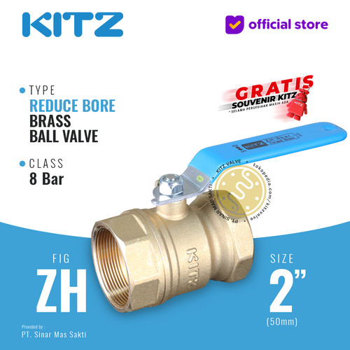 [EZR.2200030] KITZ Ball Valve 8 bar , Gagang Biru , Fig. ZH , 2" - 50A - 50mm , Drat Screw