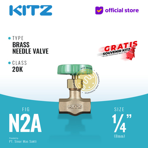 [EZR.2200041] Needle Valve Brass KITZ 20K Fig. N2A , 1/4"- 8A - 8mm , Drat / Screw
