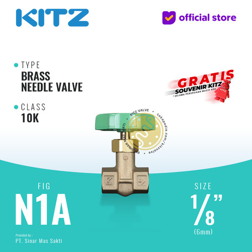 [EZR.2200053] Needle Valve Brass KITZ 10K Fig. N1A , 1/8"- 6A - 6mm , Drat / Screw