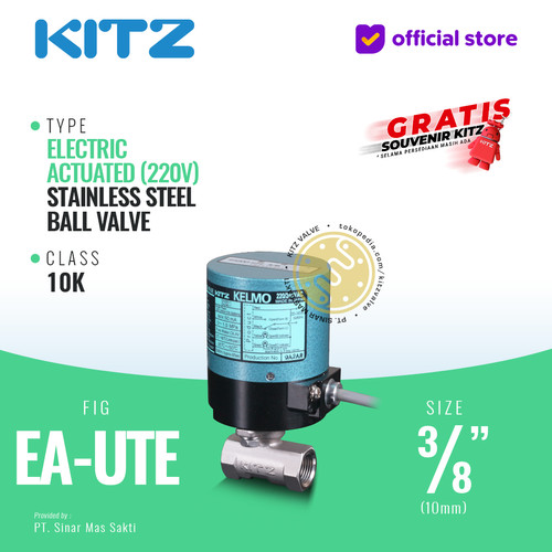 [EZR.2200073] Electric / Motorized Ball Valve Stainless SUS316 KITZ Fig. EA-UTE , 3/8" - 10A - 10mm , Drat / Screw