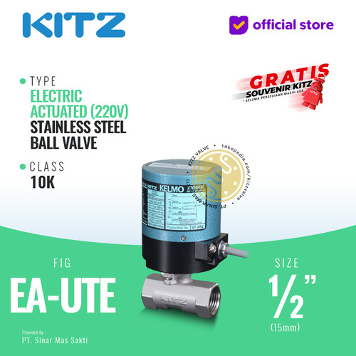 [EZR.2200074] Electric / Motorized Ball Valve Stainless SUS316 KITZ Fig. EA-UTE , 1/2" - 15A - 15mm , Drat / Screw