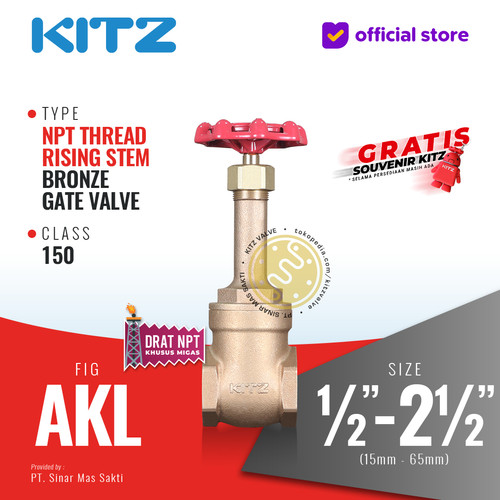 [EZR.2200133] NPT Gate Valve Rising Stem Fig. 150 AKL , Drat Kasar / Screw NPT