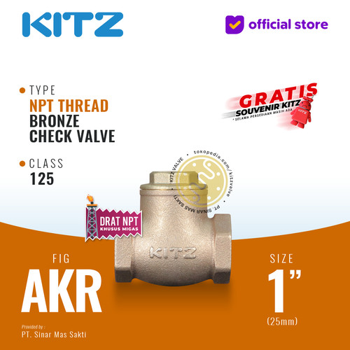 [EZR.2200213] NPT Klep Tabok / Check Valve KITZ Fig. 125 AKR , 1" - 25mm , Drat Kasar
