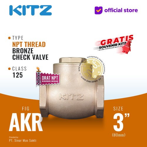 [EZR.2200218] NPT Klep Tabok / Check Valve KITZ Fig. 125 AKR , 3" - 80mm , Drat Kasar