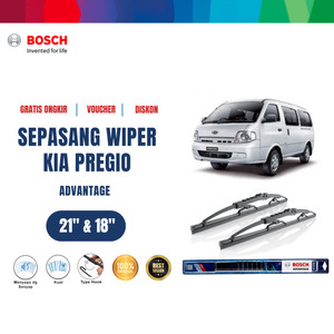 [EZR.2400013] Bosch Sepasang Wiper Kaca Mobil KIA Pregio TB 1997-on Advantage 21" & 18" - 2 Buah/Set - Hitam