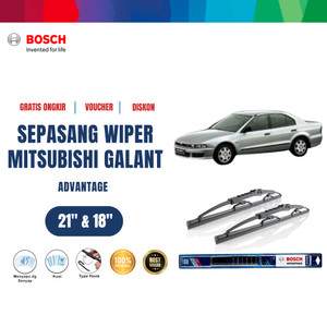 [EZR.2400014] Bosch Sepasang Wiper Kaca Mobil Mitsubishi Gallant EA Advantage 21 dan 18 Inci - 2 Pcs - Black
