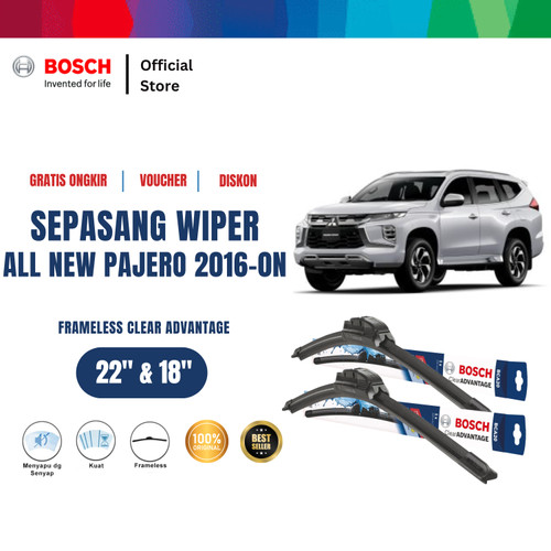 [EZR.2400053] Bosch Sepasang Wiper Frameless Mitsubishi All New Pajero 2016-On Clear Advantage 22" & 18"