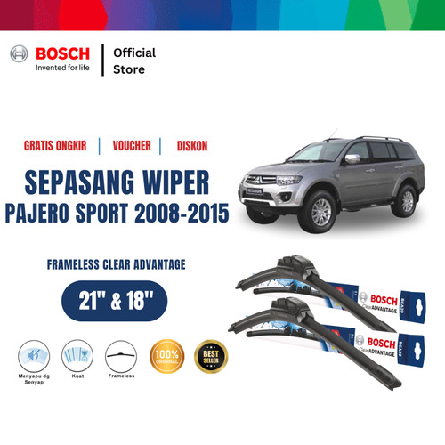 [EZR.2400054] Bosch Sepasang Wiper Frameless Mitsubishi Pajero Sport 2008-2015 Clear Advantage 21" & 18"