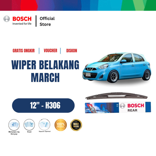 [EZR.2400062] Bosch H306 Rear Wiper Kaca Belakang Mobil Nissan March 2010-2019 - Lock 3 Size 12 Inci