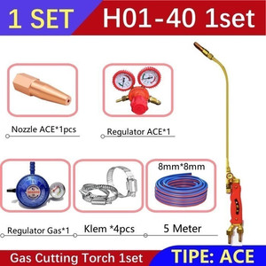 [EZM.1180007] 1 Set H01-40 Gas Cutting Torch acetylene propane Type H01-40 Welding gas Cutting Torch Ada Regulator Klem Nozzle Dan Selang 1set