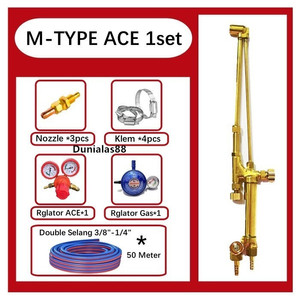 [EZM.1180010] 1 Set M Tipe Stang Las Cutting Torch Type M Blender Potong Single Duty Propana LPG double selang nozzle regultor gas regulator ACE Regulator OXY
