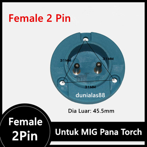 [EZM.1180353] Socket Female 2 Pin Konektor utk MIG Mesin Las ( Plastik ) Wire Feeder