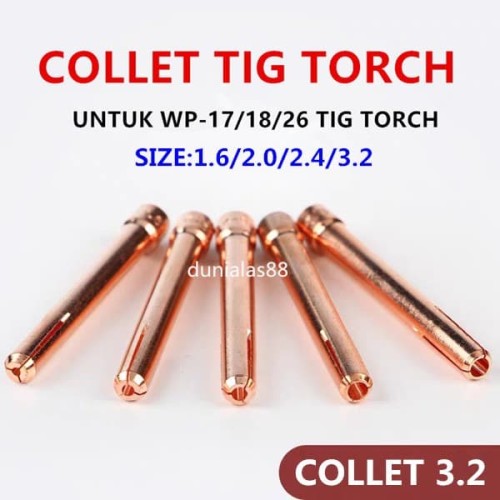 [EZM.1180589] Collet Argon Collet 3.2mm Tig Argon Alat Las Utk Torch Wp17 /18/26