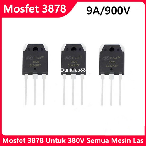 [EZM.1180646] Mosfet 3878 K3878 SL 900V/9A ORI TO-3P sparpart utk mesin las inveter